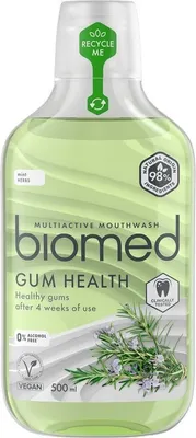 A bottle of Biomed Gum Health mouthwash.