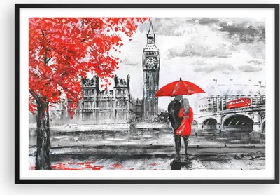 Produktbild von Gerahmtes Poster - Schwarzer Rahmen - London Architektur big ben - 91,5x61 cm - Wand Bild - Wanddeko - Wandbilder - Wandposter - Bilderrahmen - Bilder - Kunstdruck - Wandbild - P2BAA91x61-3153