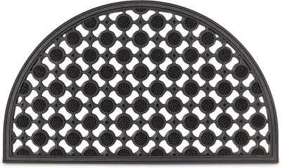 Immagine prodotto di Tappetino in gomma - Semicerchio - 75x45 cm - Tappetino per ingresso/corridoio - Balcone - Interno ed esterno - Tappetino antiscivolo - Nero