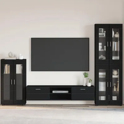 Produktbild von Möbel Sideboard FLORIN 55,5 x 29 x 100 cm Schwarz Holzwerkstoff - Gartenmöbelgarnituren &1411