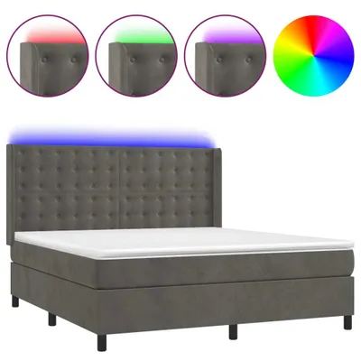 Obrázok produktu pre vidaXL Boxspring posteľ s matracom a LED diódou Tmavo sivá 160x200 cm Velvet