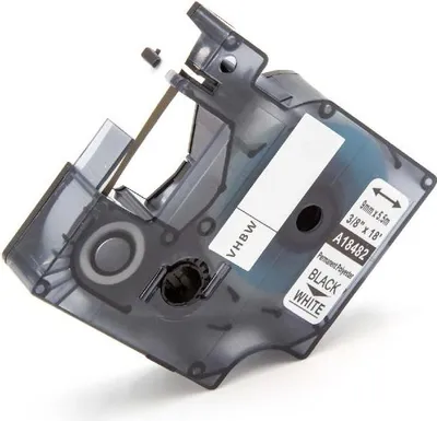 Produktbild von vhbw Schriftband-Kassette Ersatz für Dymo 18482 für Etiketten-Drucker 5,5m x 9mm Schwarz auf Weiß, Polyester