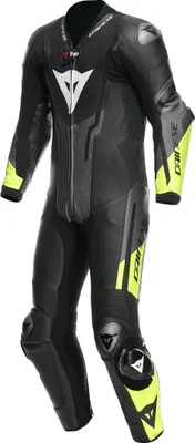 Obrázok produktu pre Dainese Misano 3 D-Air Airbag perforovaná 1-dielna motocyklová kožená kombinéza, čierna/sivá/žltá, 60