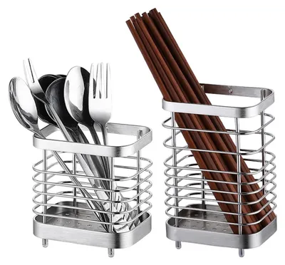 Produktbild von Set aus 2 Edelstahl-Besteckbehältern für die Küche
