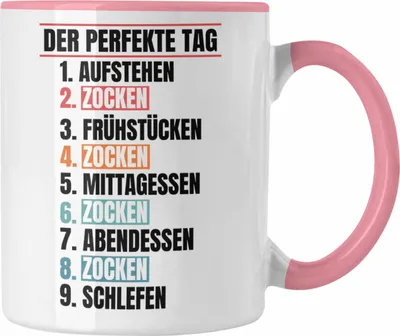 Produktbild von Trendation - Zocker Tasse Geschenk Der Perfekte Gaming Tag Gamer Geschenkidee Lustiger Spruch Gaming (Rosa)