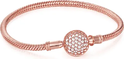 Produktbild von Gnoce Armband Kugelverschluss mit Zirkonia CLB012-18 Silber rosévergoldet