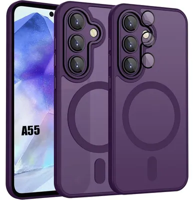 Image de Coque pour Samsung Galaxy A55 5G, avec Anneau Magnétique et Vitre Caméra - Violet