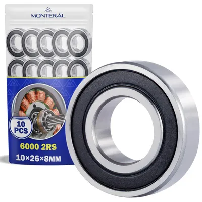 Kugellager 6000 2RS, 10 Stück, 10x26x8 mm, Chromstahl