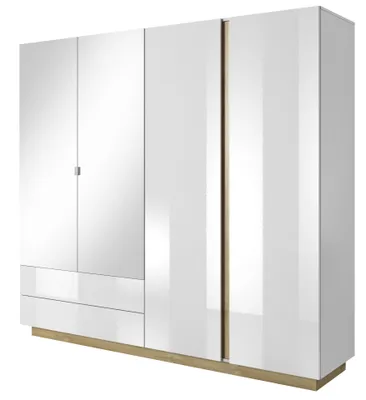 Produktbild von Kleiderschrank Arco L 4-türig Weiß/Grandson Eiche 220x202x54 cm mit Spiegel