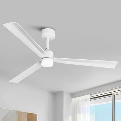 Produktbild von Parrot Uncle 127cm Deckenventilator mit LED Licht, Mattweißer Deckenventilator mit DC-Motor, 6 Geschwindigkeiten, Timer, 3 ABS-Flügel, Abhängestangenm
