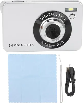 Obrázek produktu pro digitální fotoaparát 4K, 64 MP, 2,8palcový displej, 18x zoom, automatické zaostřování, přenosný kapesní videokamera s plnicím světlem pro fotografování, cestovatelské vlogování