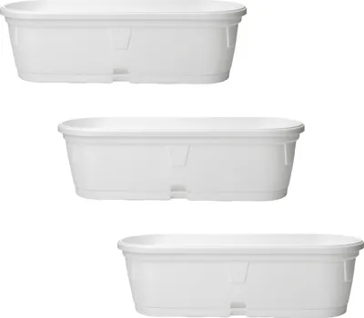 Produktbild von 3x Blumenkasten länglich 50 cm weiss