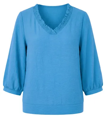 Produktbild von Damen Bluse mit V-Ausschnitt, reguläre Passform, in der Farbe Blau, Größe XL