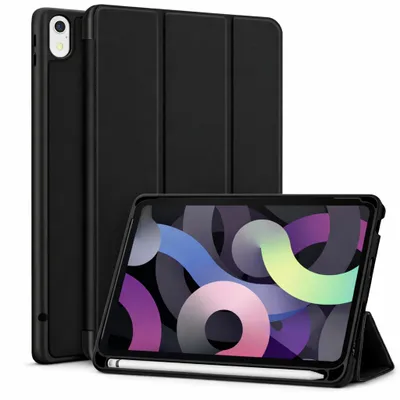 Produktbild von Hülle für Apple iPad Air 11" (2026/2025/2024) M4 M3 M2 & iPad Air 10.9" (2022/2020) Case Smart Cover Etui Tasche Wake Up Sleep - SCHWARZ + Stifthalter
