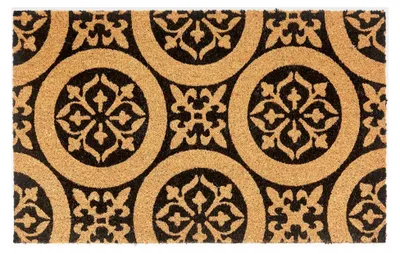 Produktbild von Kokos Fußmatte für Innen 45x75 cm – Schmutzfangmatte mit Ornamenten, rutschfest für Eingangsbereich und überdachte Außenbereiche – Natur