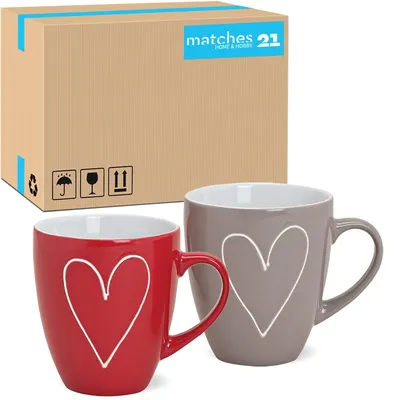 Image de Grandes tasses à café 36 pièces style campagnard uni coeurs amour