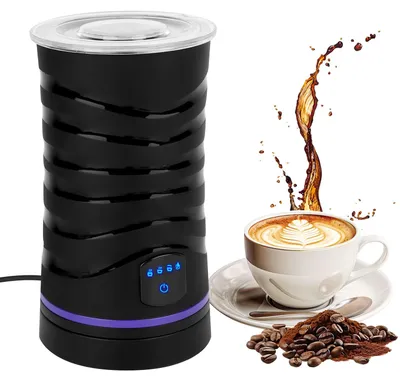 4-in-1 Milchaufschäumer, elektrisch, 430 ml, Edelstahl, schwarz