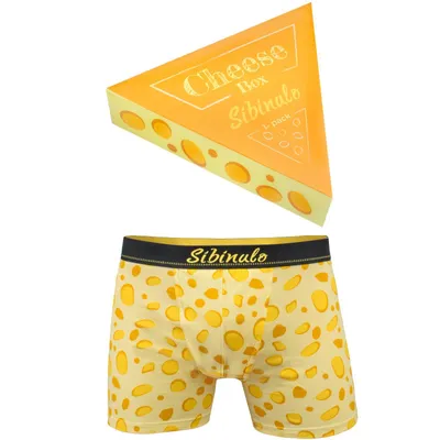 Produktbild von Lustige Herren-Boxershorts mit Käsemotiv – Größe L – Baumwolle – 1 Paar - Originelles Geschenk!