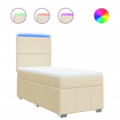 Produktbild von vidaXL Boxspringbett mit Matratze Creme 90x200 cm Stoff
