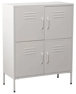 Dressoir mit 4 Türen, Metall, weiß, 80x35x102 cm