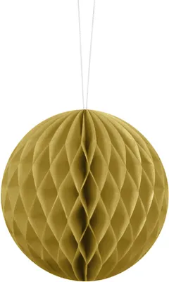 Produktbild von Goldener Wabenball aus Seidenpapier, 10cm, wiederverwendbar, mit Faden zum Aufhängen