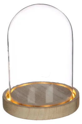 Produktbild von LED-Glasgefäße mit Holzsockel Ø12cm (1 Stück) [IFS-29493]