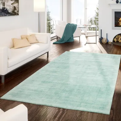 Produktbild von TT Home Teppich Handgetuftet Modern Qualität Edel Viskose Schimmer Glanz Pastell Grün Größe 80x150 cm