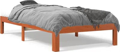Produktbild von vidaXL Massivholzbett ohne Matratze Wachsbraun 90x200 Kiefernholz