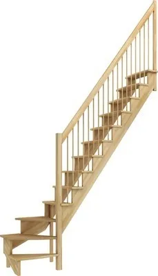 Produktbild von Pertura Wangentreppe Filia Buche Leimholz Ohne Setzstufen Seitenwange buche 1/4-gewendelt unten rechts 65 cm 12 Stufen /