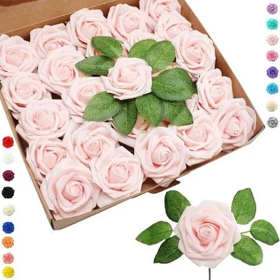 Zdjęcie produktu dla 25 sztucznych róż w różnych kolorach na ślub i do rękodzieła