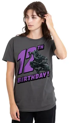 Immagine prodotto di Maglietta da donna Black Panther, modello "Birthday 12", colore grigio antracite, taglia L (EU)