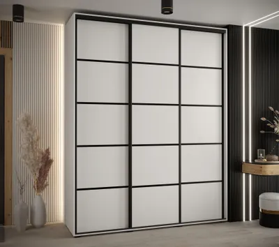 Produktbild von Kleiderschrank YVONA 4 - 190/45 cm, weiß/schwarz