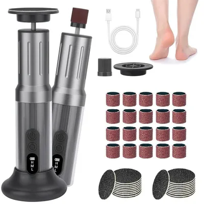 Produktbild von 2-in-1 Elektrischer Hornhautentferner, 6 Stufen, LED-Anzeige, 1200mAh, USB-C – Fußfeile & Nagelpolierer Set für Maniküre & Pediküre