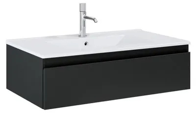 Image de OLTENS : Meuble sous-vasque pour salle de bain, modèle Vernal, dimensions 81 x 25,4 cm, avec 1 tiroir