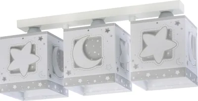 Immagine prodotto di Plafoniera per bambini a 3 luci Moonlight luna e stelle grigio