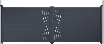 Produktbild von Doppelflügeltor aus Aluminium 4m VELETA H.140cm grau