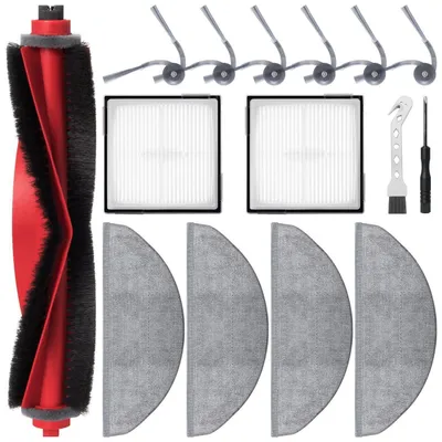 Immagine prodotto di Kit di ricambi da 15 pezzi per aspirapolvere robot Roborock Q10 X5/Q10 X5+, composto da spazzola principale, spazzole laterali, filtri, panni in microfibra, spazzola per la pulizia e cacciavite