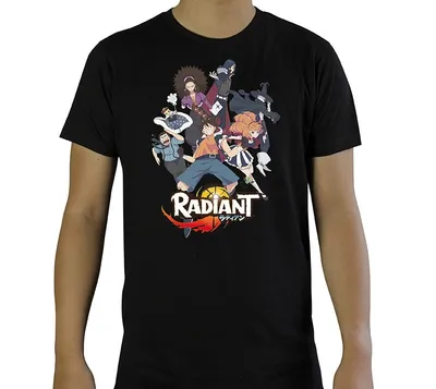 Produktbild von Radiant Anime Charaktere Slim Fit T-Shirt, offizielles Lizenzprodukt, schwarz