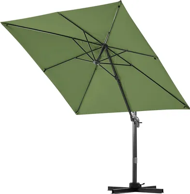 Produktbild von Sunula Ampelschirm 250x250cm Garten Terrasse Sonnenschirm mit 360° Drehbarer Sockel, Olivgrün