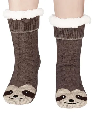 Productafbeelding van Dames wollen sokken, wintermodel, antislip, wollen sokken voor binnen, warm en dik, maat 35-38, bruin, fleecevoering