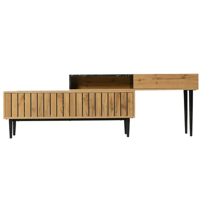 Produktbild von Lowboard Breite 130-220 cm, längenverstellbar, Fernsehtisch, Fernsehschrank, TV-Schrank für Wohnzimmer, stehend