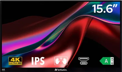 Produktbild von Verbatim Tragbarer 15,6" 4K Touchscreen-Monitor USB-C & HDMI, mit IPS & HDR