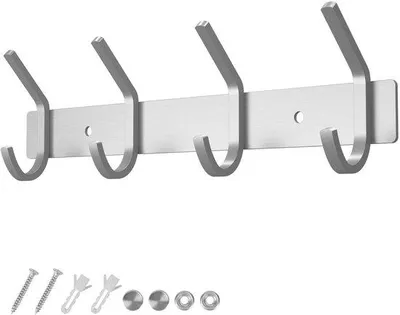 Immagine prodotto di Barra appendiabiti a muro Ibbenzoa® in acciaio inossidabile 304, finitura spazzolata, con 4 ganci, lunghezza 27 cm, capacità di carico fino a 30 kg – Ideale per l'ingresso, il bagno e la camera da letto