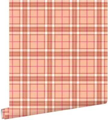 Obrázok produktu pre Tapeta ESTAhome s kockovaným vzorom v oranžovej a hnedej farbe, 50 x 900 cm