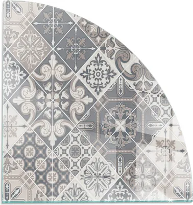 Produktbild von Dekoratives Mosaikmuster – Glasbodenplatte für – Kaminofen – Kaminplatte Glas – Schutzglas – Funkenschutzplatte –Glasbodenplatte Feuerfeste – Hitzeschutzplatte – Bodenschutz aus Glas – 1/4 100x100 cm