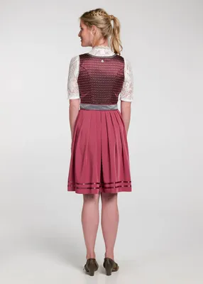 Produktbild von Wiga 2-teiliges Midi-Dirndl Kleid Dirndl Trachtenkleid Rocklänge 55cm, Farbe:Rot, Größe:44/2XL