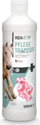 Produktbild von REAVET Pferdeshampoo für Pferde mit Mandel Duft - 500ml Pferde Shampoo pflegt Fell, Schweif & Mähne, Pferd Shampoo für alle Felltypen - Intensive Reinigung + Pflege