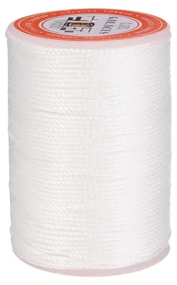 Nähfaden, gewachst, Polyester, 55 m, 0,8 mm, rund, weiß