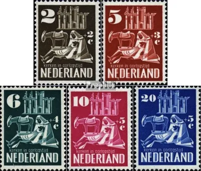 Produktbild von Briefmarken Niederlande 1950 Mi 558-562 (kompl.Ausg.) postfrisch Wiederaufbau Kirchen