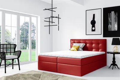Produktbild von Boxspringbett Schlafzimmerbett OVIEDO 200x200cm Kunstleder Rot
